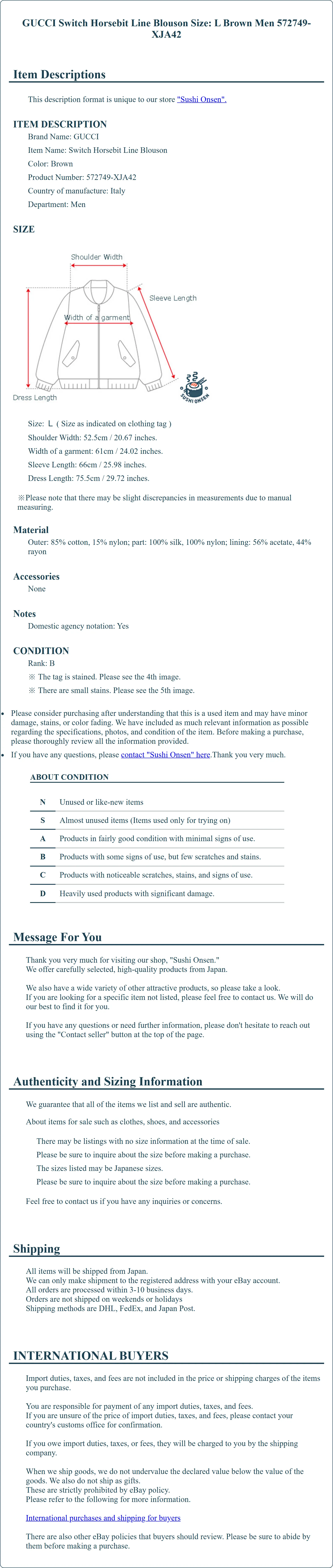 Product Details for Sushi Onsen