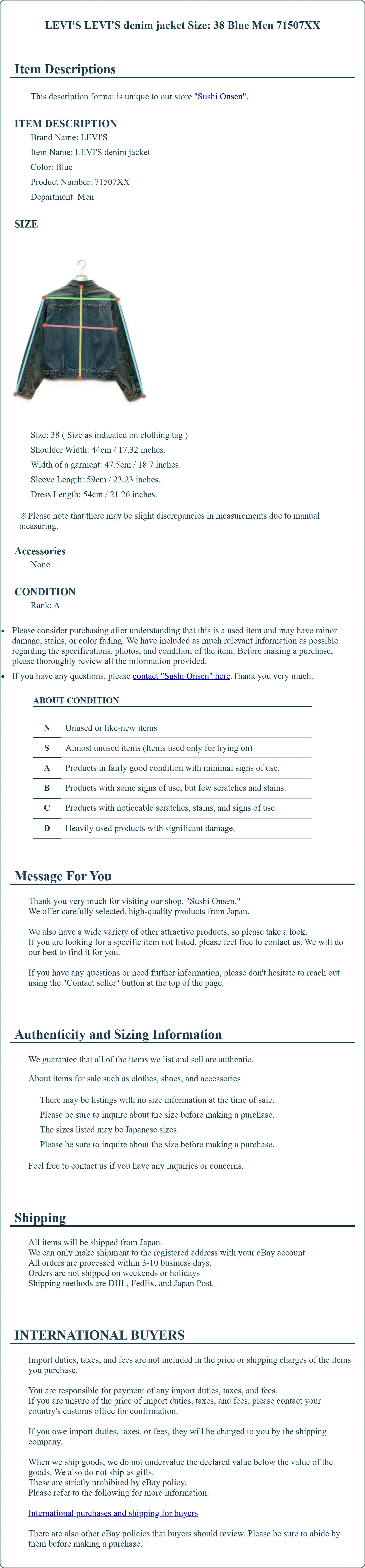 Product Details for Sushi Onsen