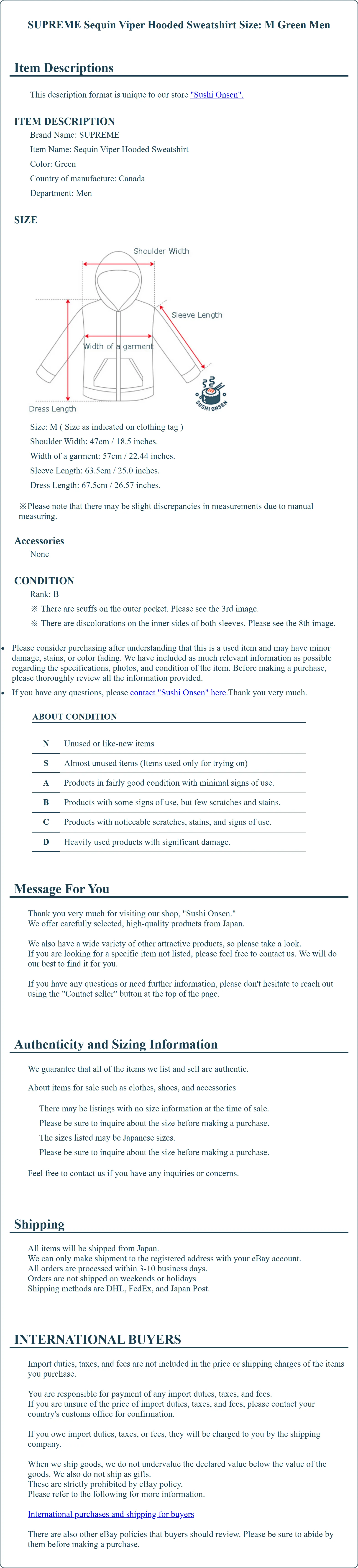 Product Details for Sushi Onsen