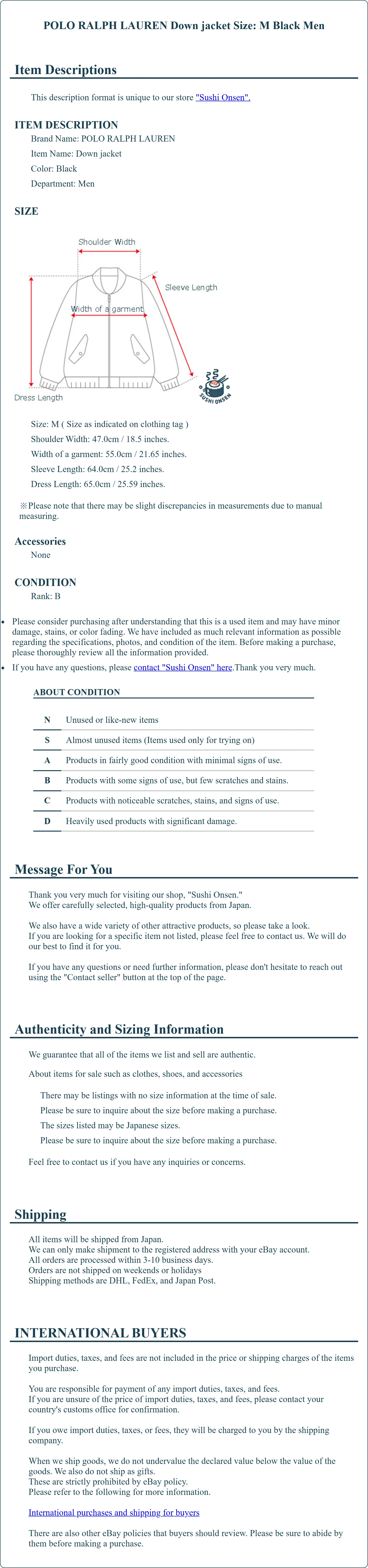 Product Details for Sushi Onsen