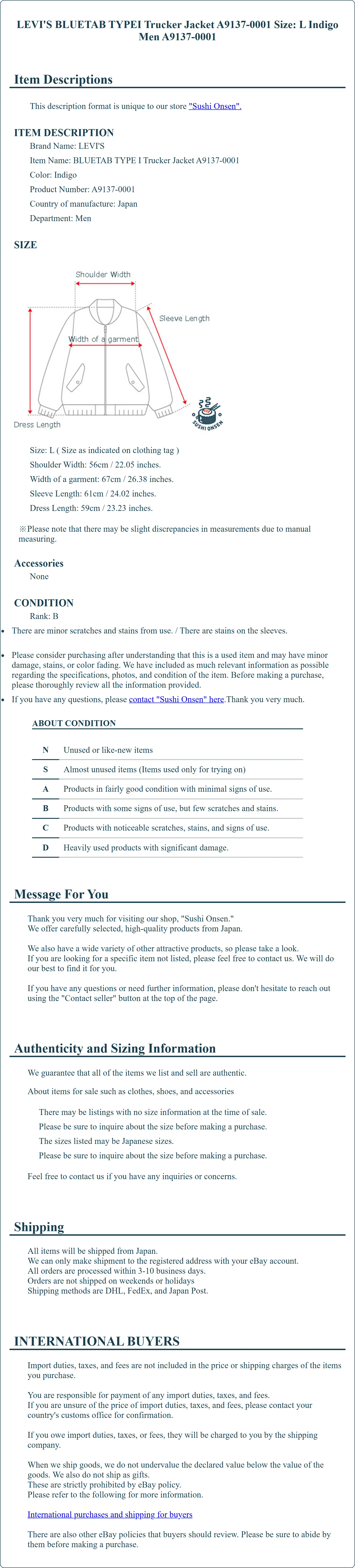 Product Details for Sushi Onsen