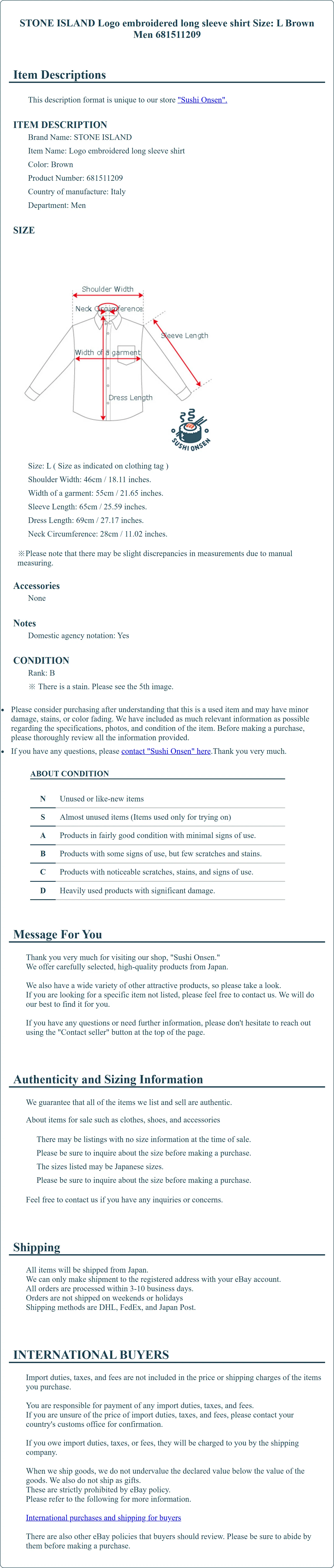 Product Details for Sushi Onsen