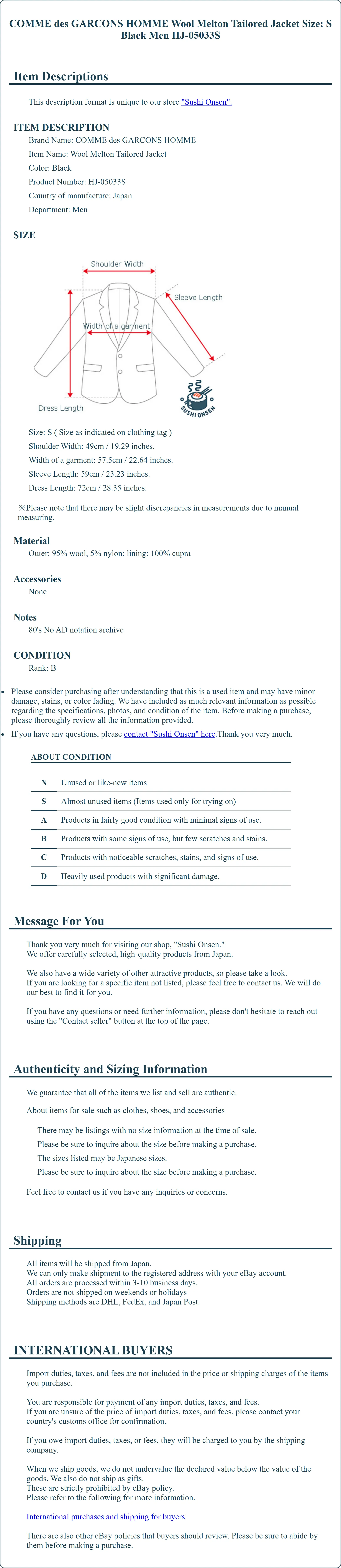 Product Details for Sushi Onsen