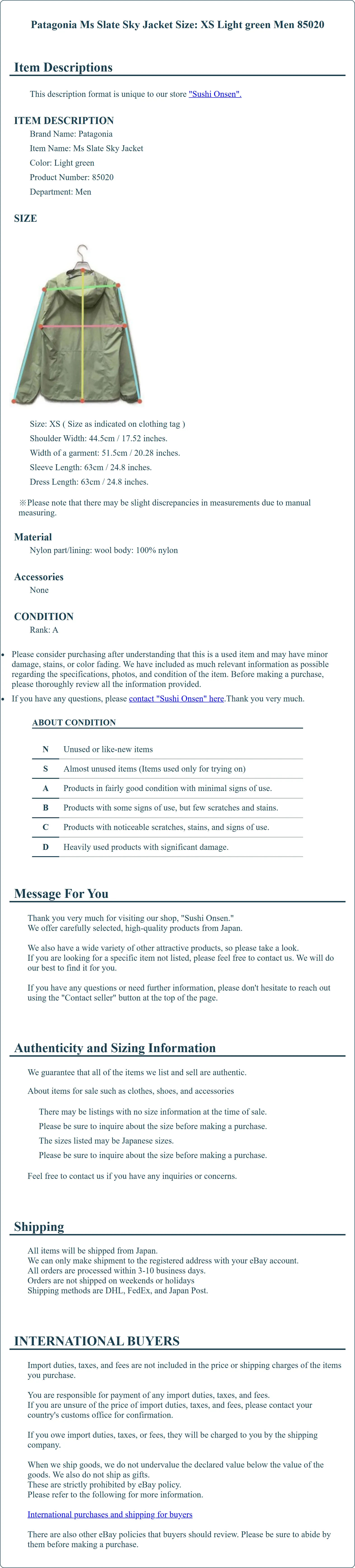 Product Details for Sushi Onsen