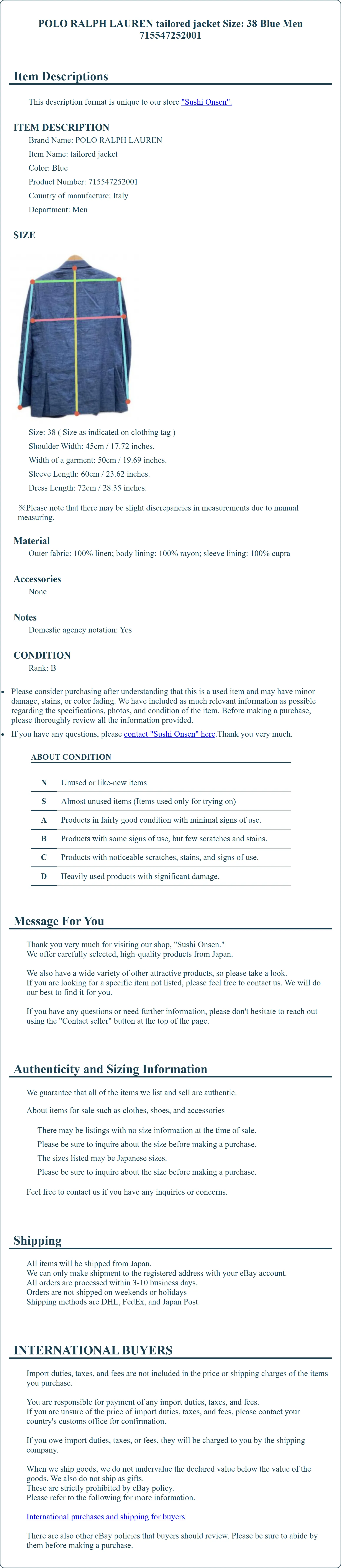 Product Details for Sushi Onsen