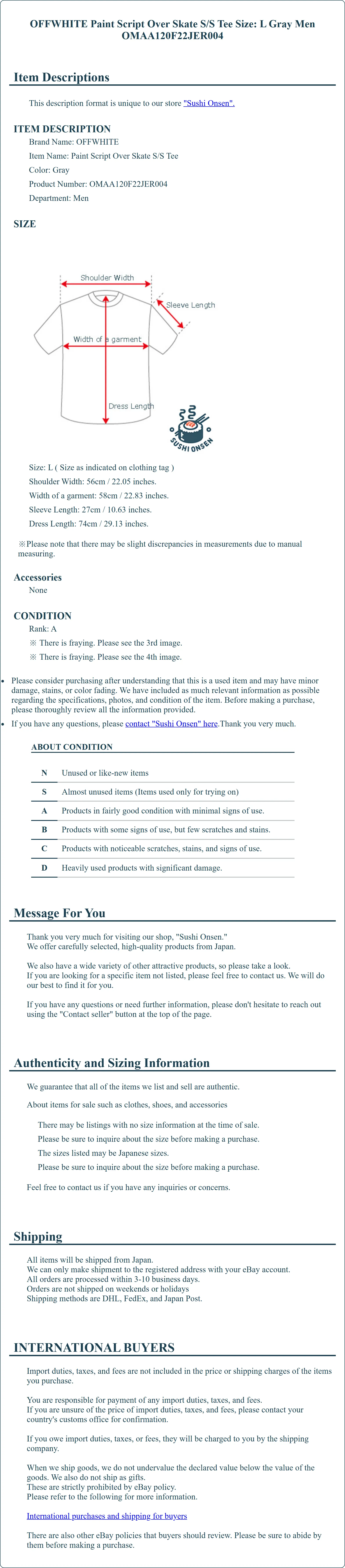 Product Details for Sushi Onsen