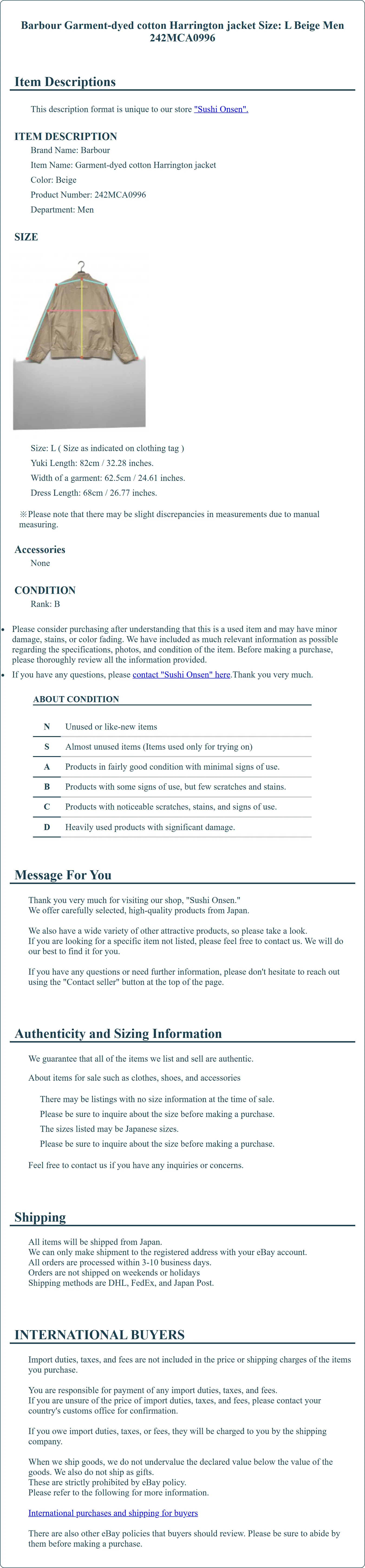 Product Details for Sushi Onsen