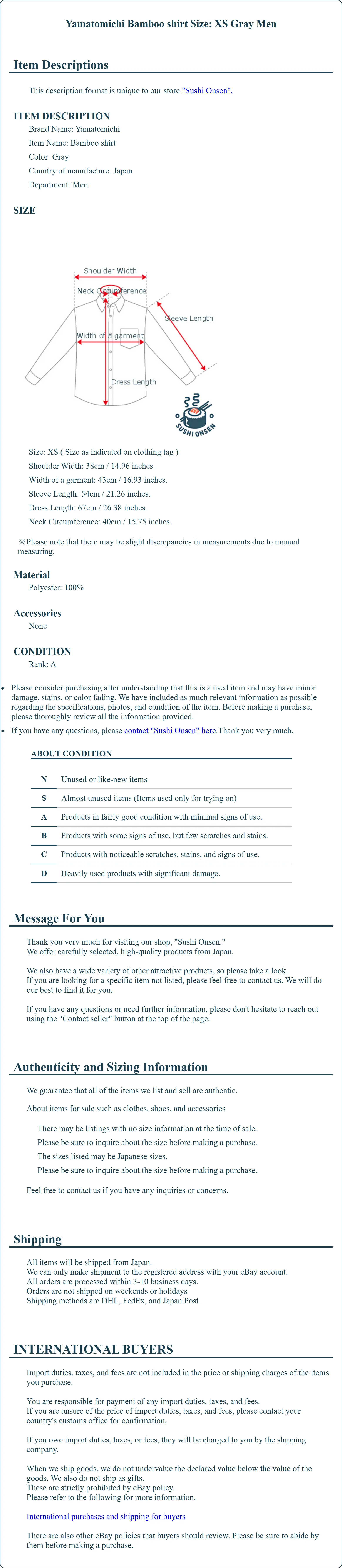 Product Details for Sushi Onsen