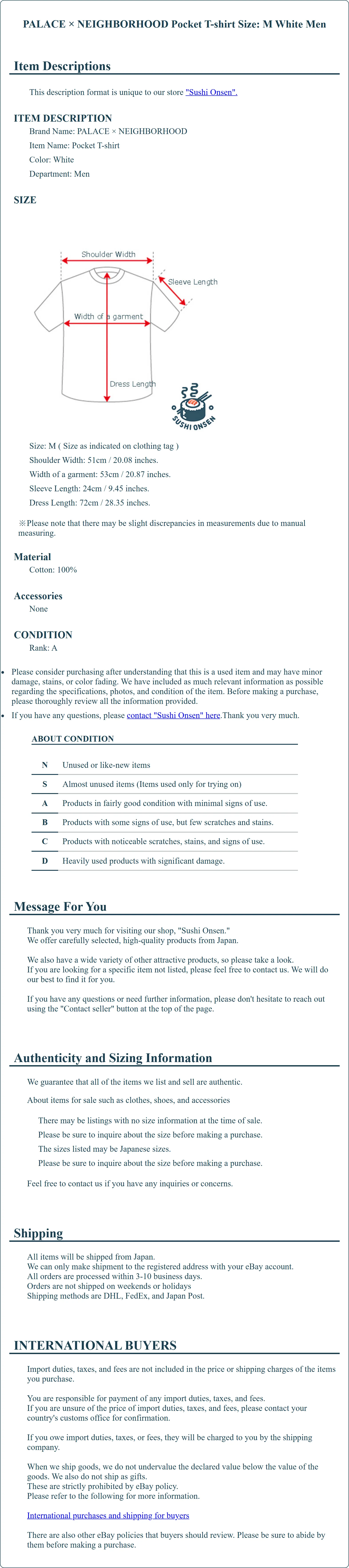 Product Details for Sushi Onsen