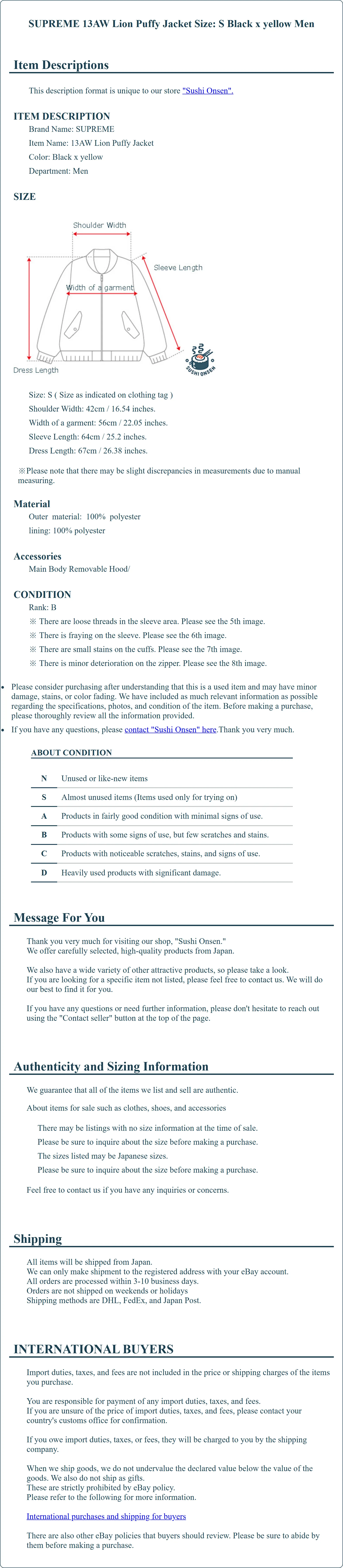 Product Details for Sushi Onsen