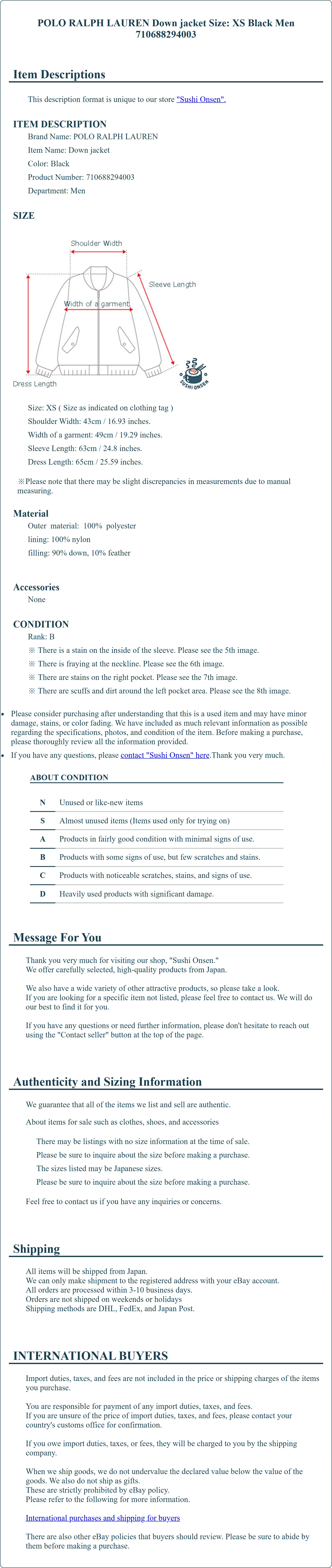 Product Details for Sushi Onsen