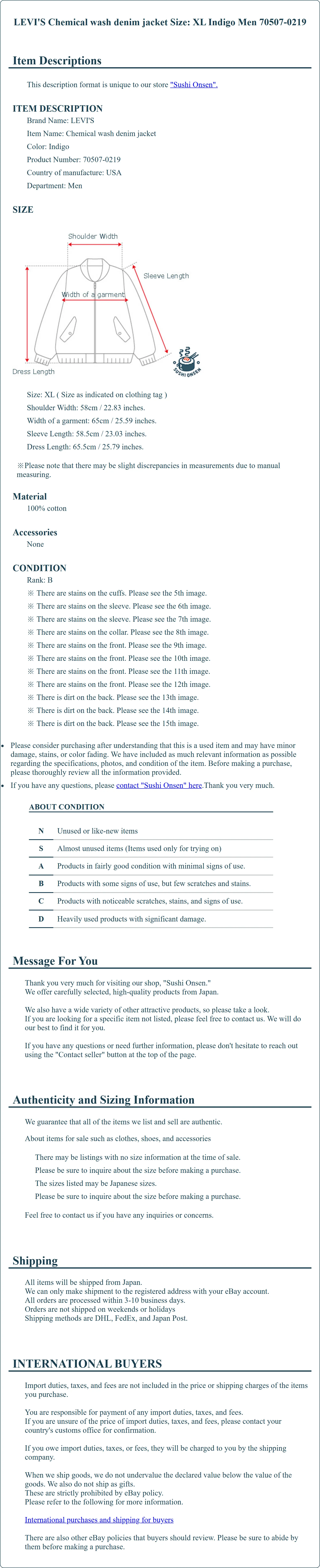 Product Details for Sushi Onsen