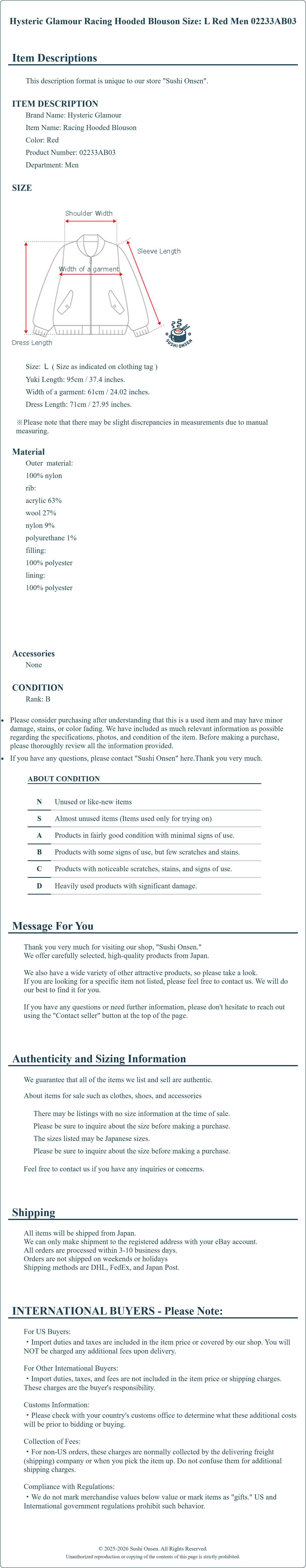 Product Details for Sushi Onsen