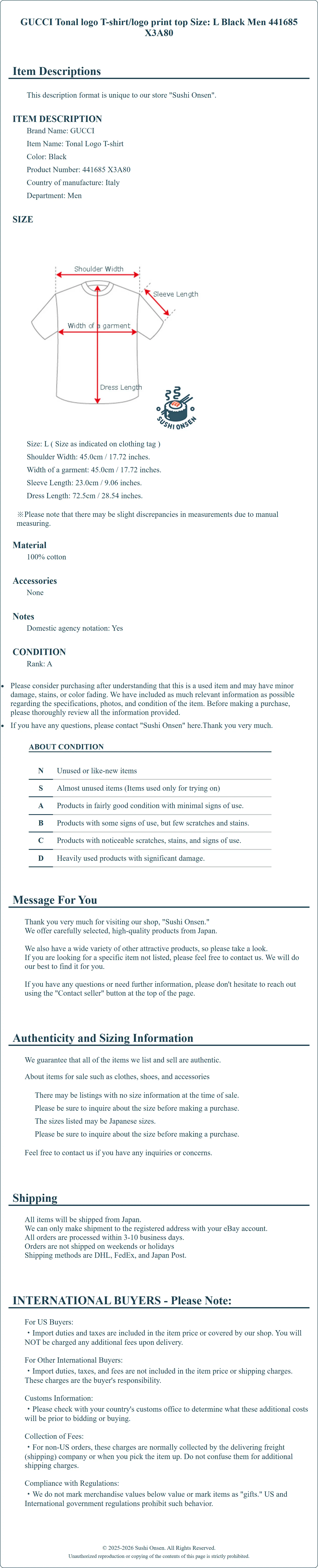 Product Details for Sushi Onsen