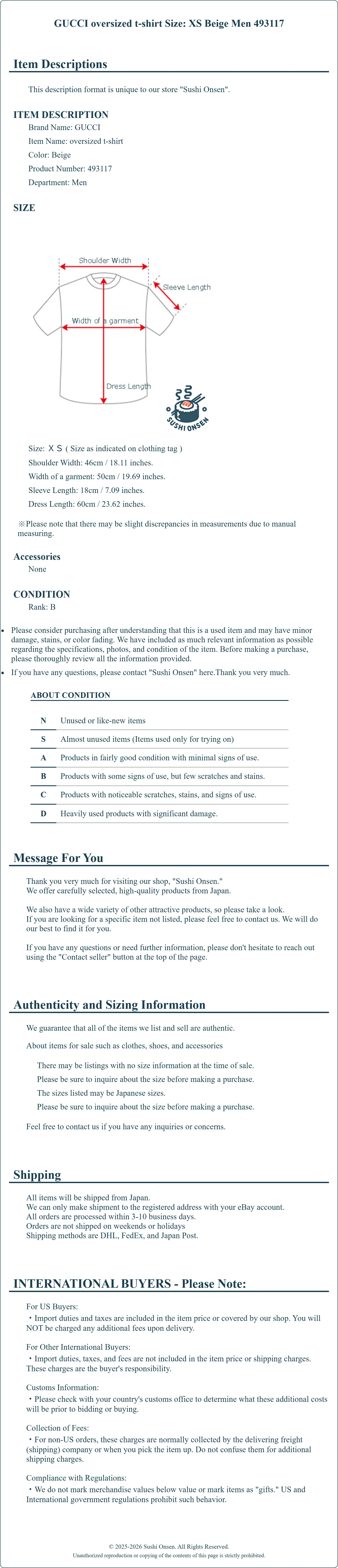 Product Details for Sushi Onsen