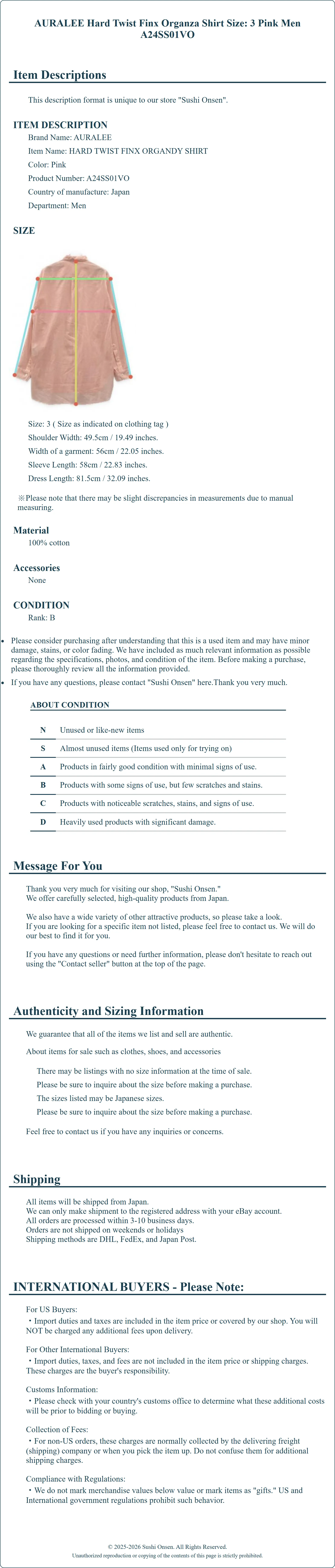 Product Details for Sushi Onsen