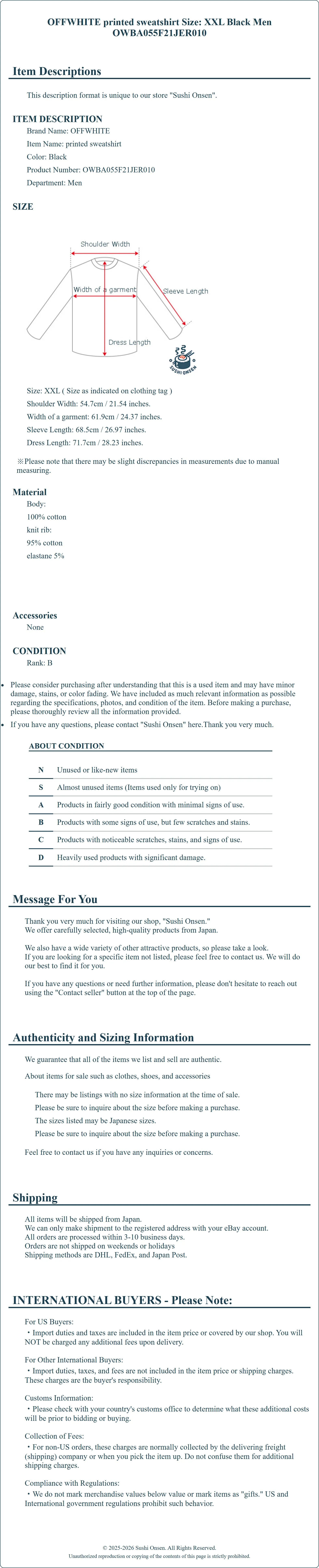 Product Details for Sushi Onsen