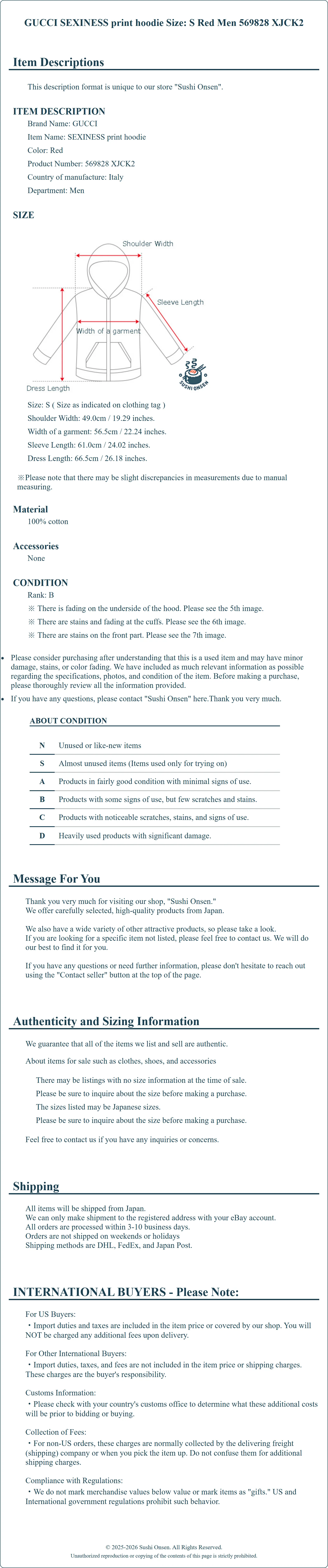 Product Details for Sushi Onsen