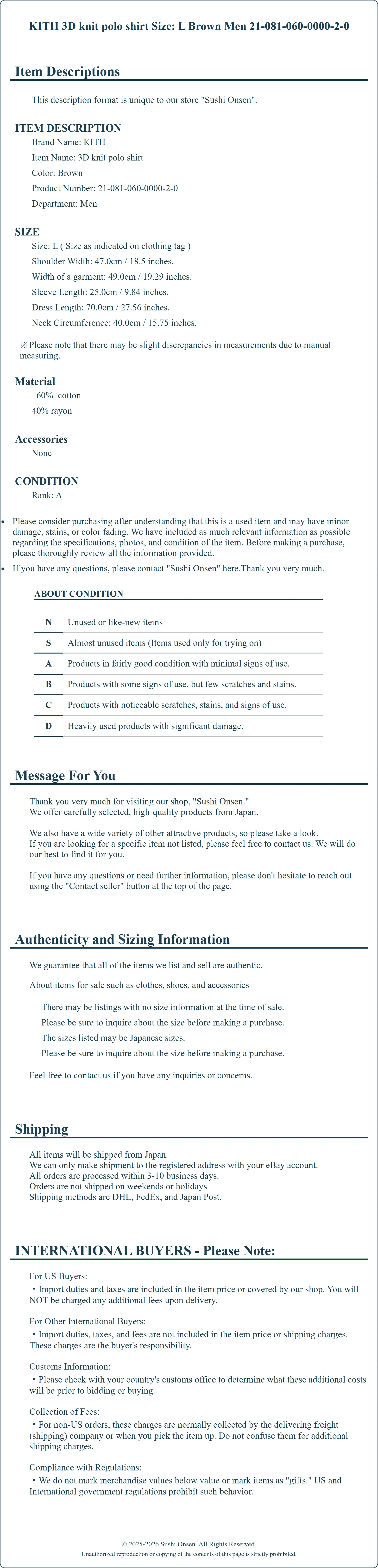 Product Details for Sushi Onsen