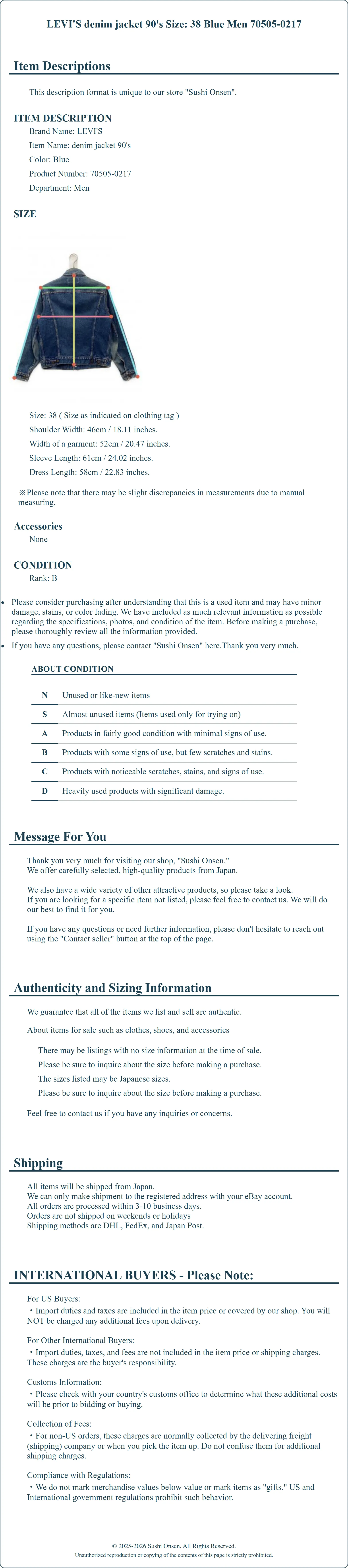 Product Details for Sushi Onsen