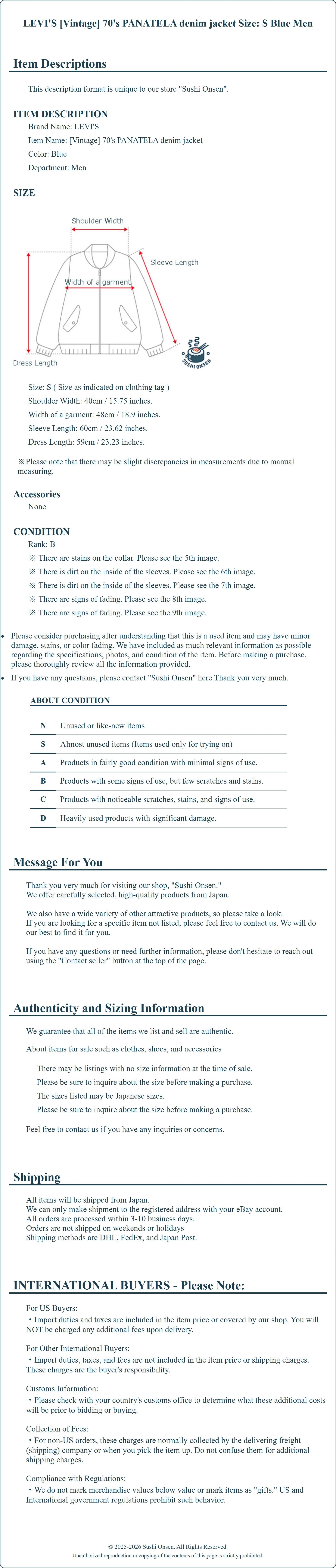 Product Details for Sushi Onsen