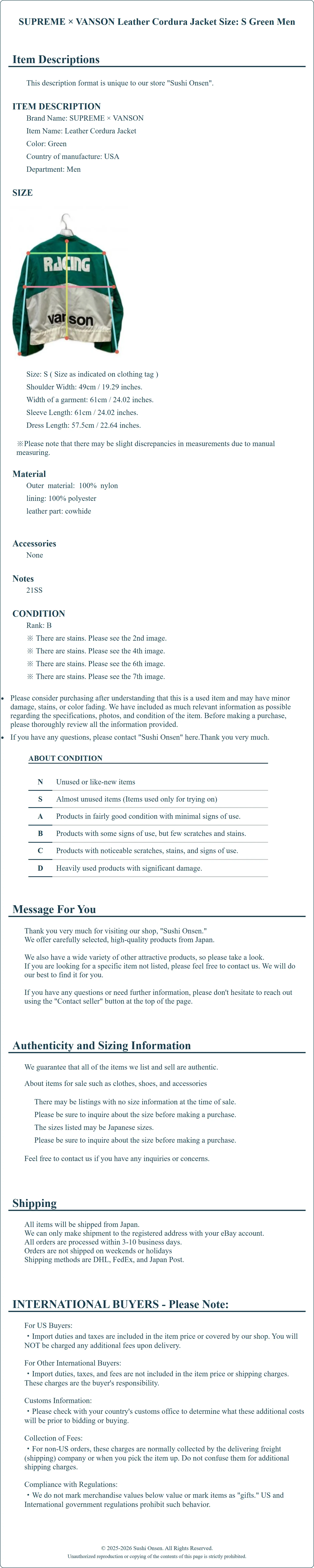 Product Details for Sushi Onsen