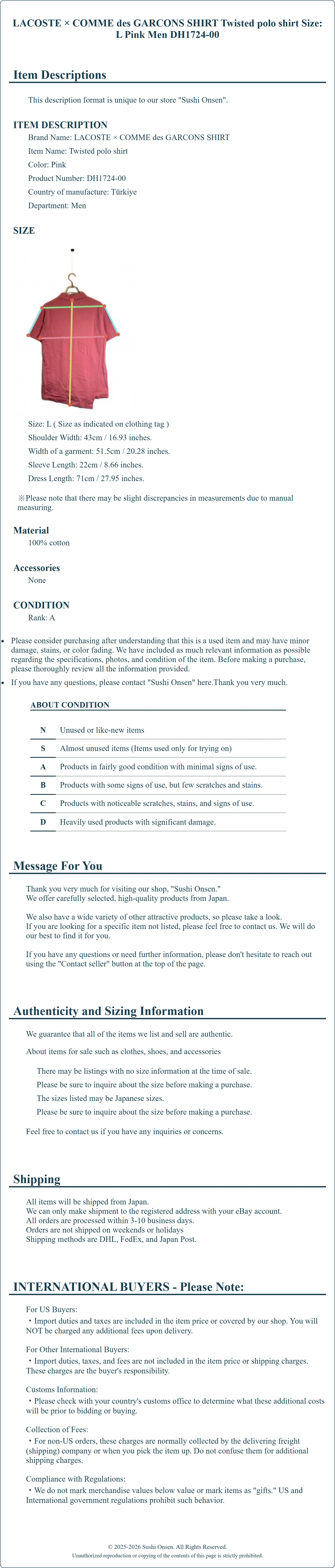 Product Details for Sushi Onsen