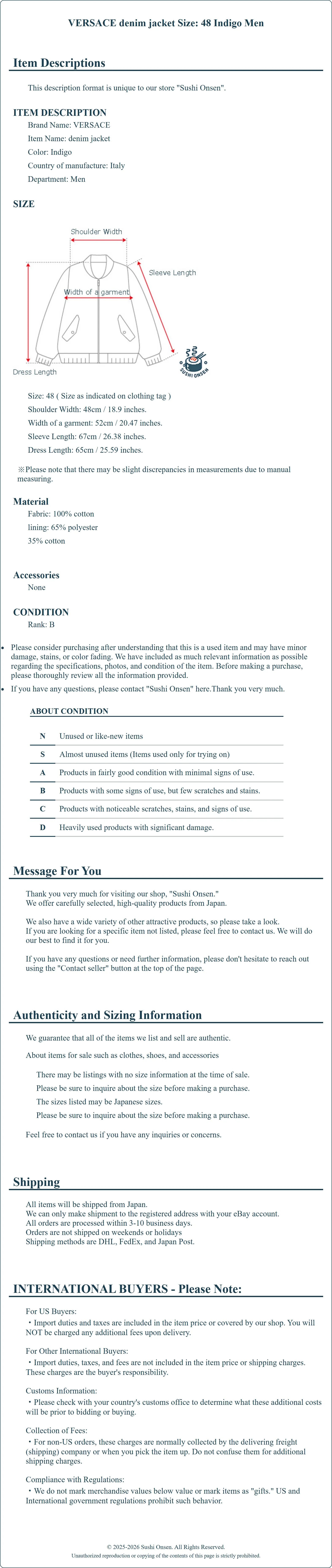 Product Details for Sushi Onsen