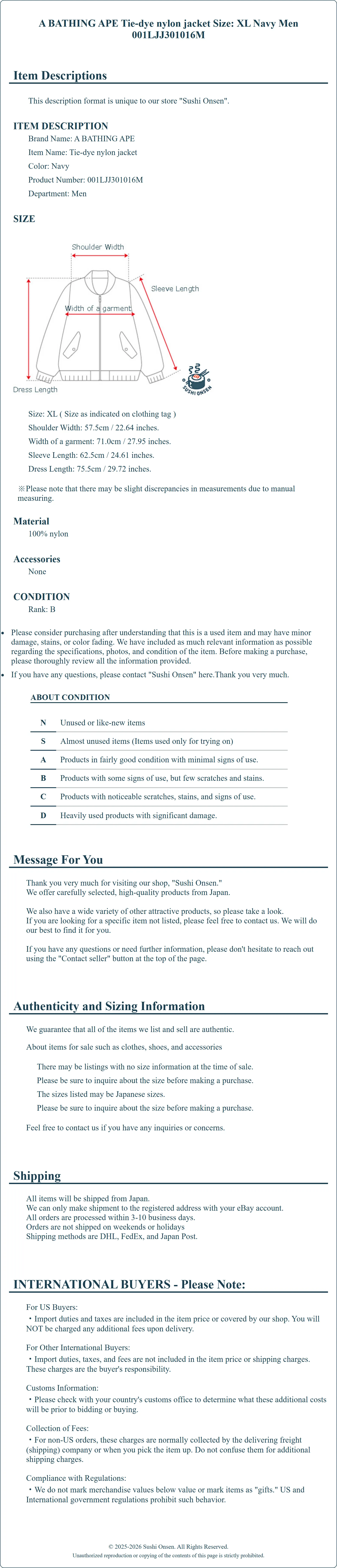 Product Details for Sushi Onsen