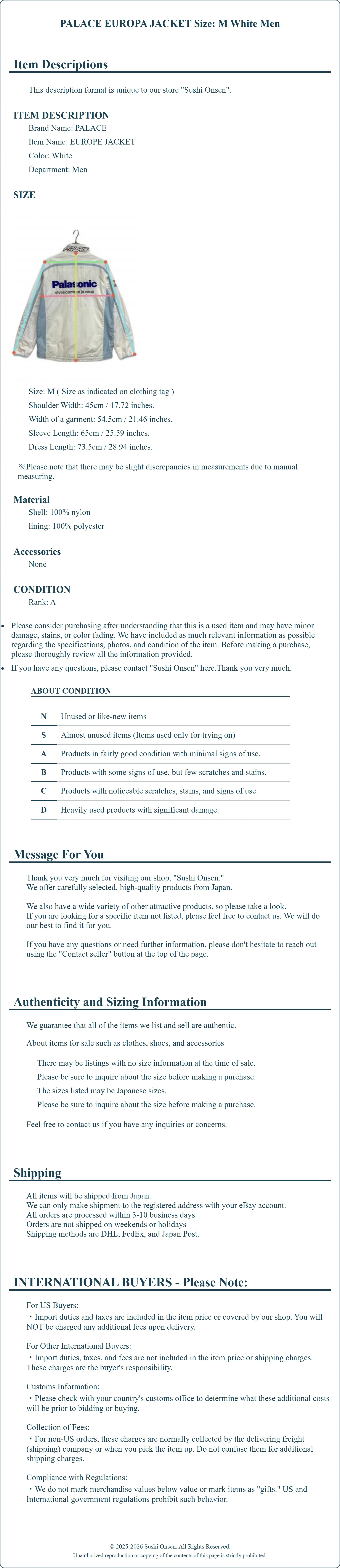 Product Details for Sushi Onsen