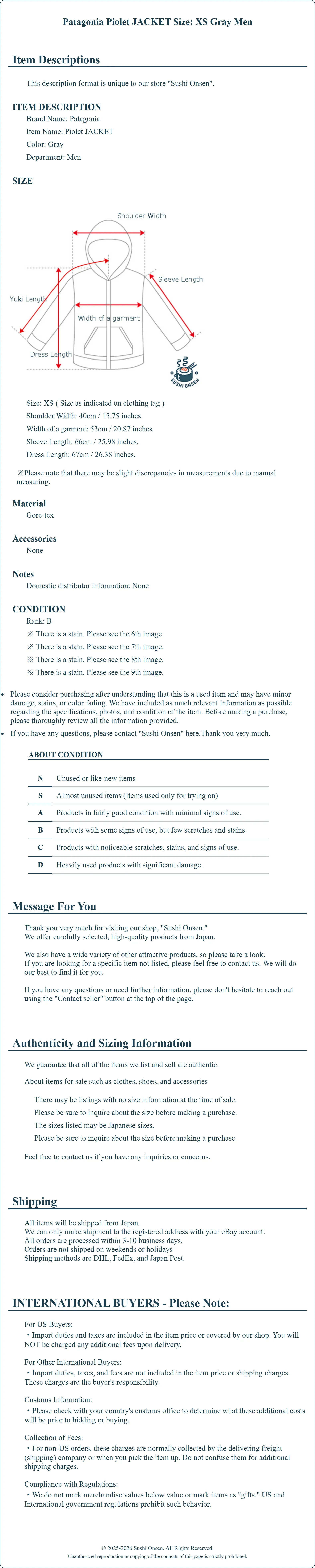 Product Details for Sushi Onsen