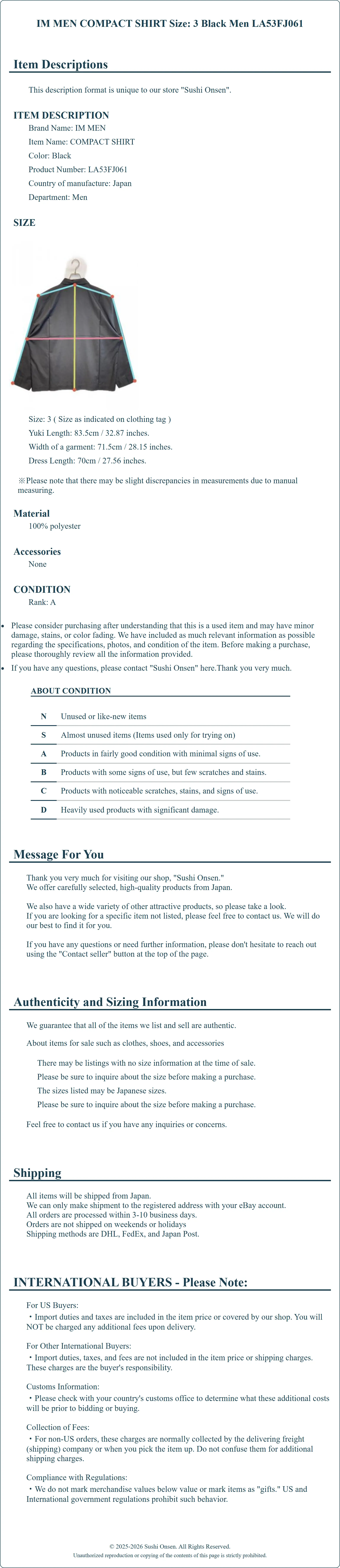 Product Details for Sushi Onsen