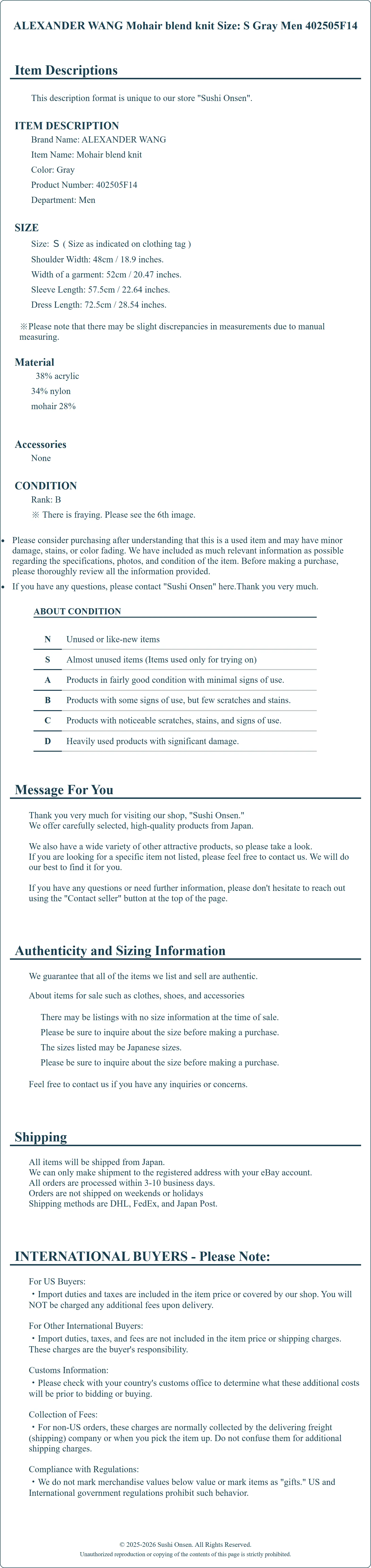 Product Details for Sushi Onsen