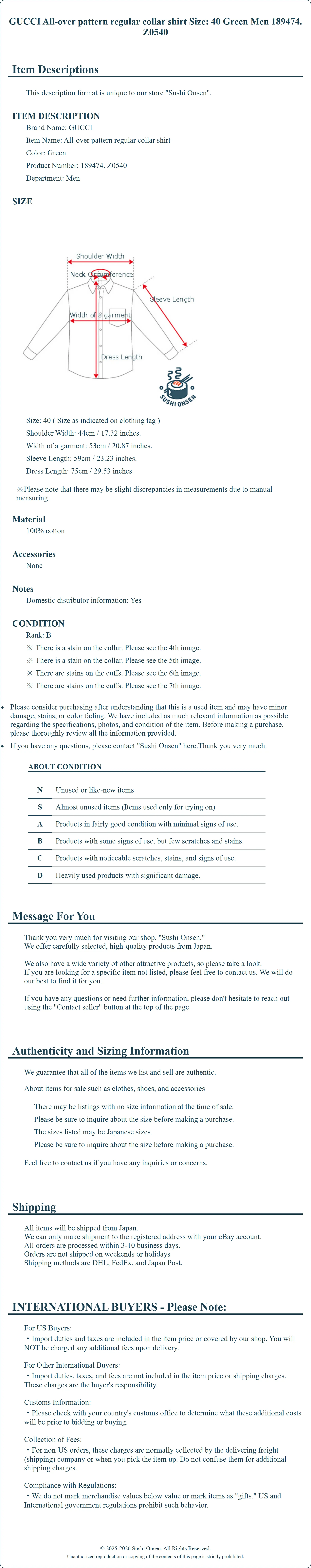 Product Details for Sushi Onsen