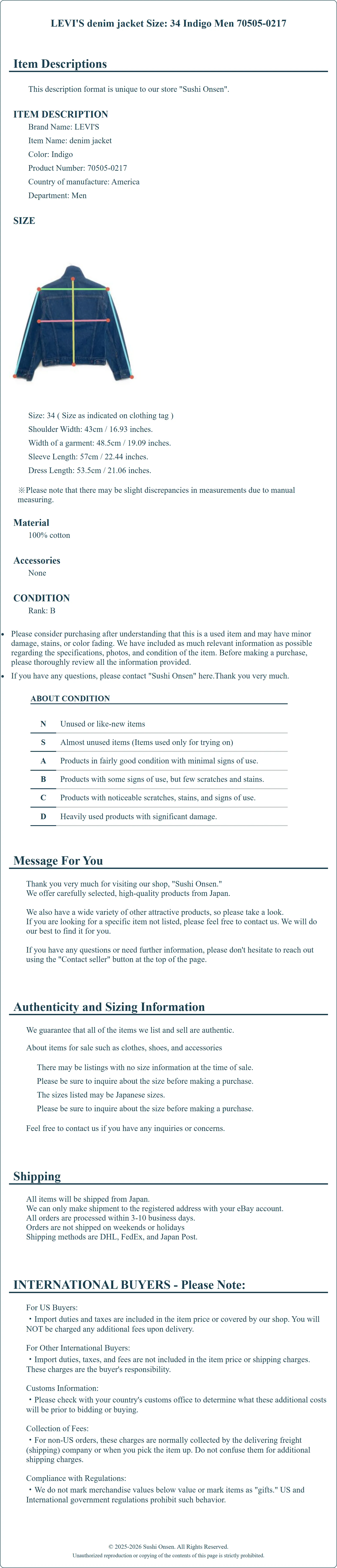 Product Details for Sushi Onsen