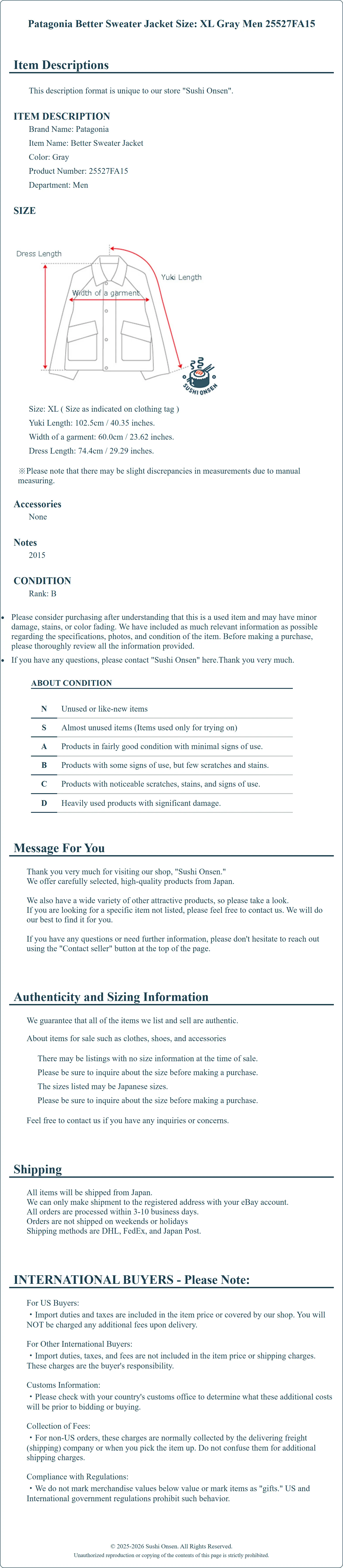 Product Details for Sushi Onsen