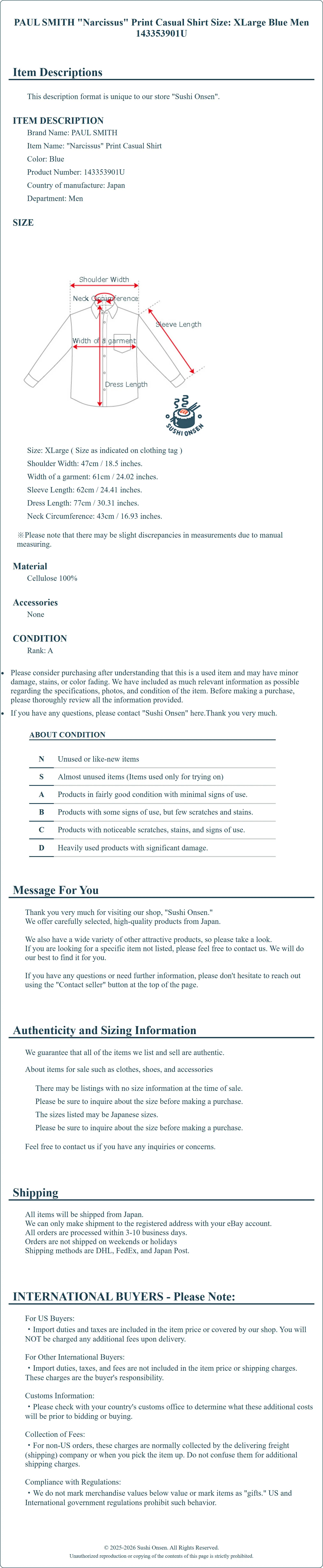 Product Details for Sushi Onsen