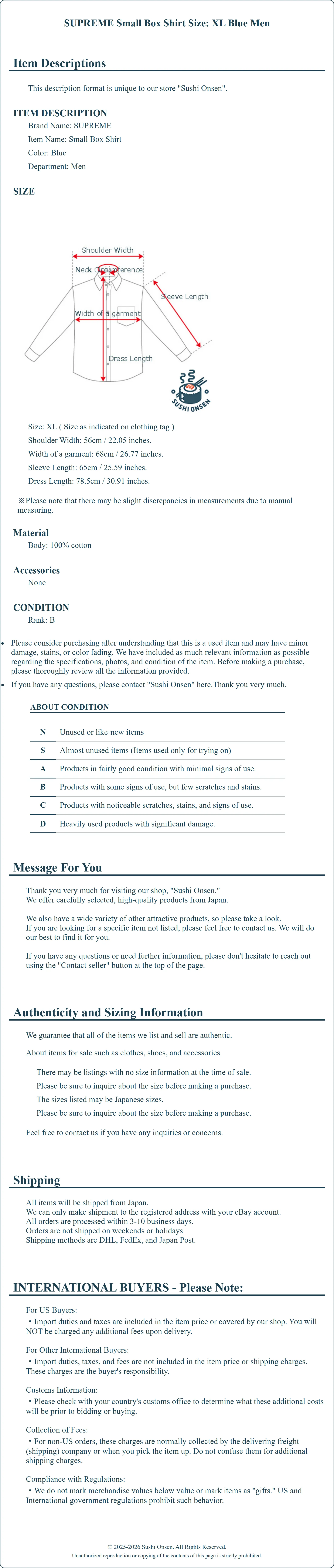 Product Details for Sushi Onsen