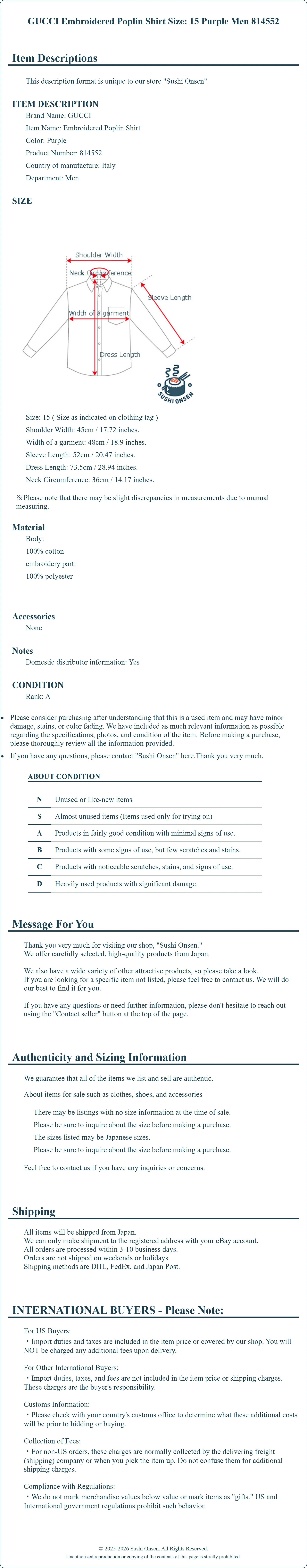 Product Details for Sushi Onsen