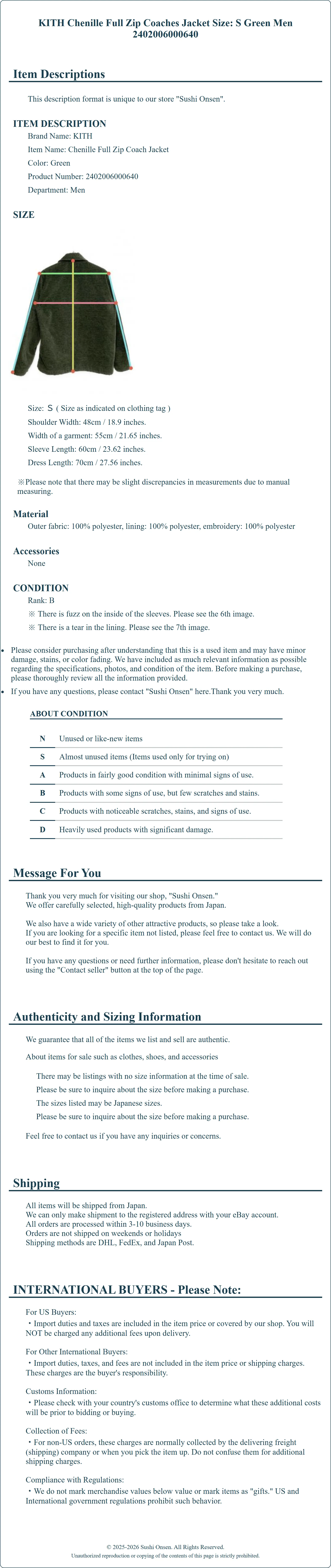 Product Details for Sushi Onsen