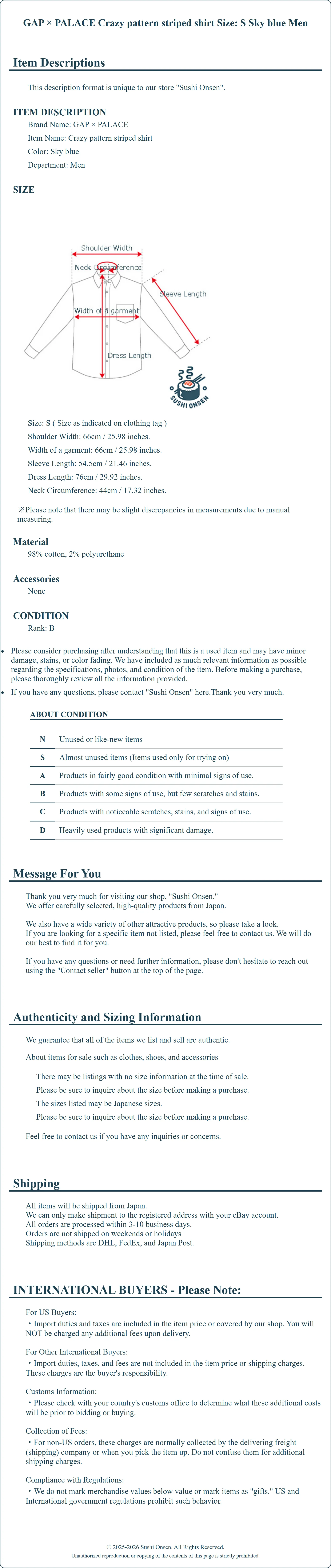 Product Details for Sushi Onsen