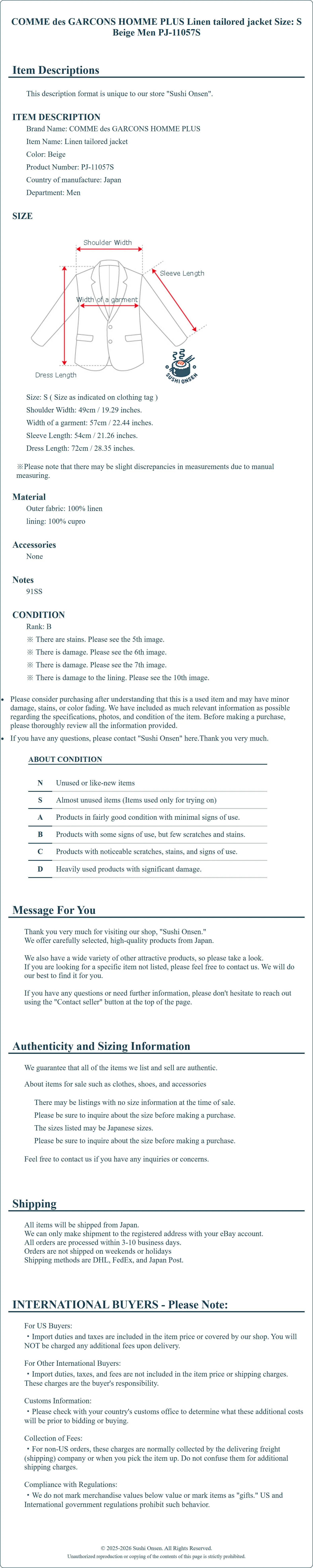 Product Details for Sushi Onsen