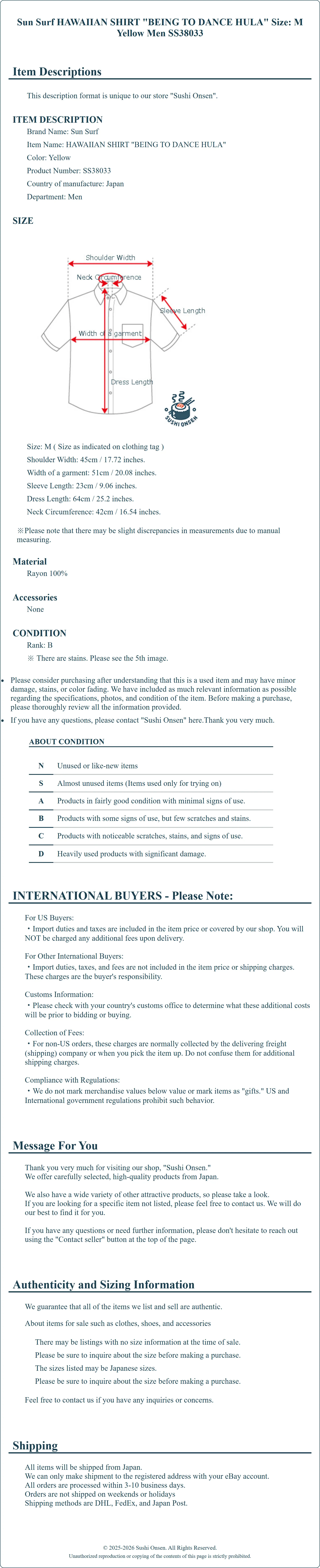 Product Details for Sushi Onsen