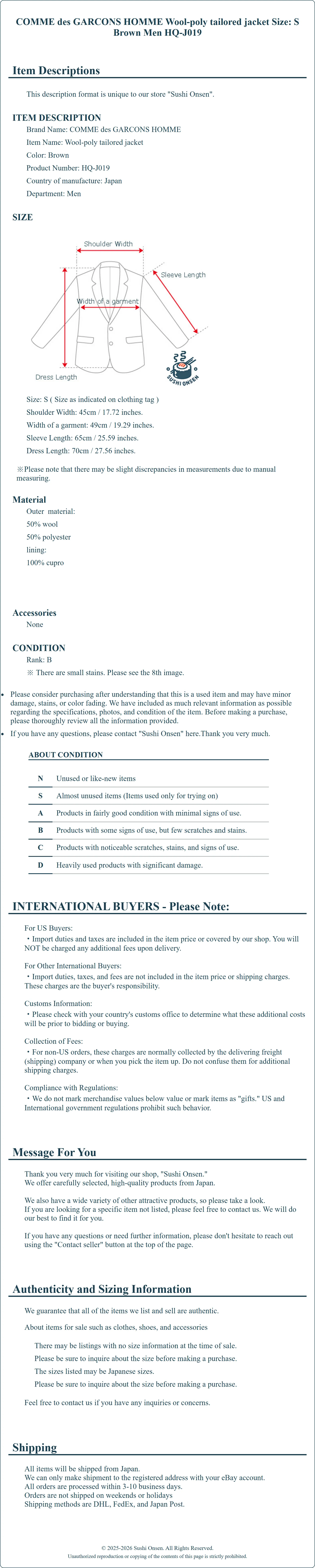 Product Details for Sushi Onsen