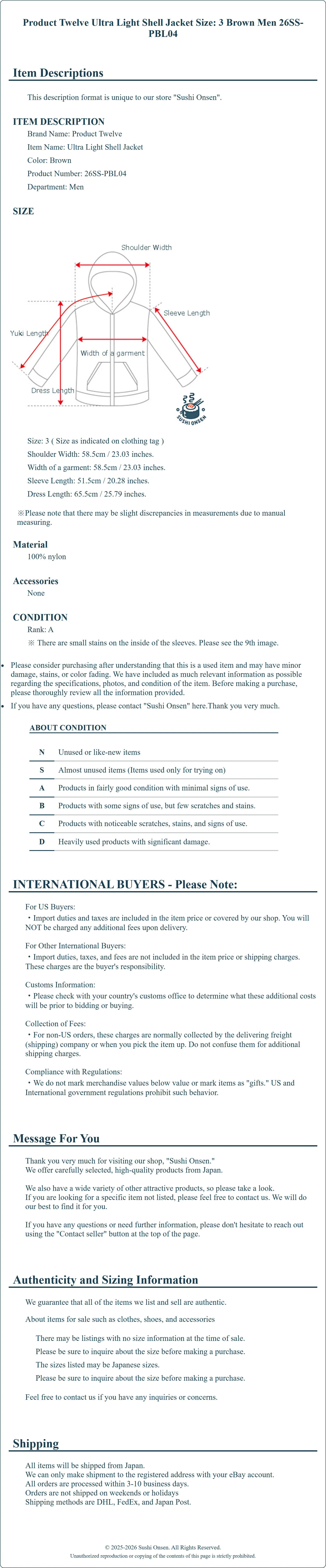 Product Details for Sushi Onsen