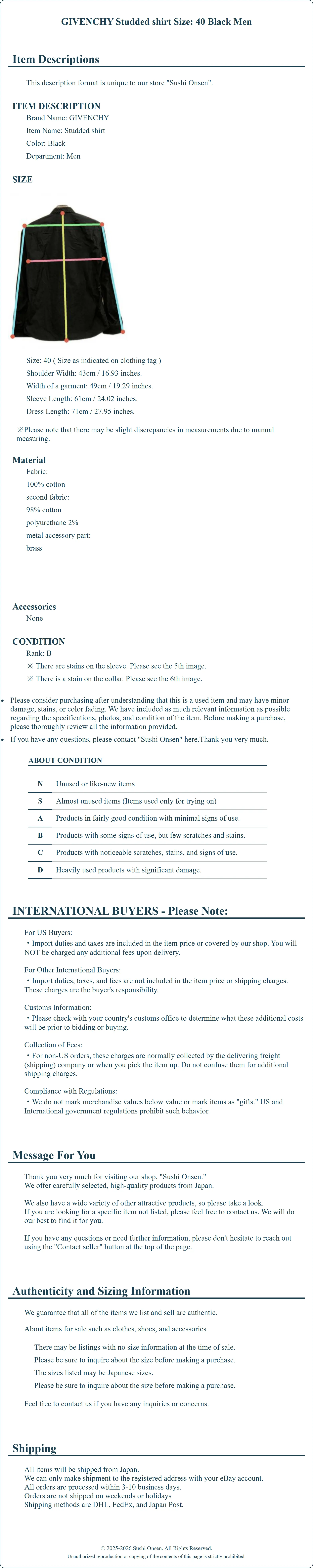Product Details for Sushi Onsen