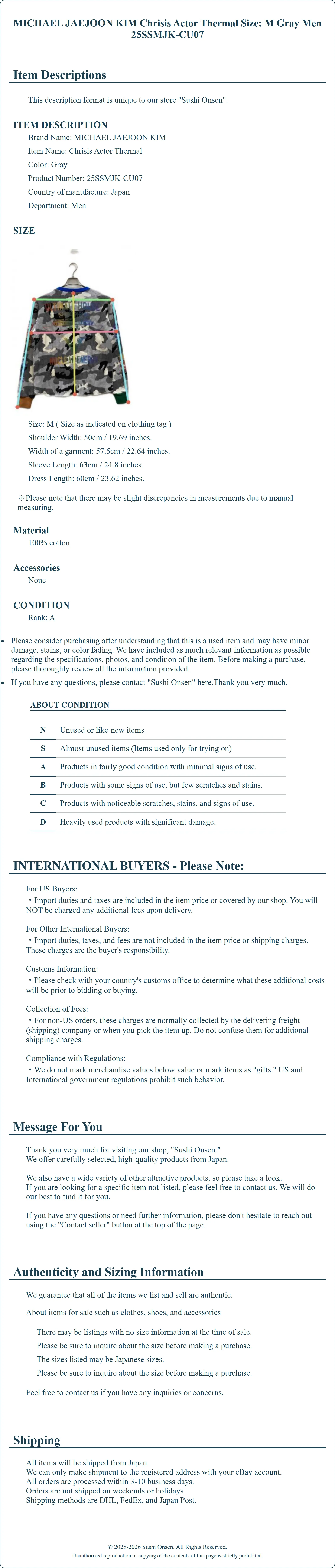 Product Details for Sushi Onsen