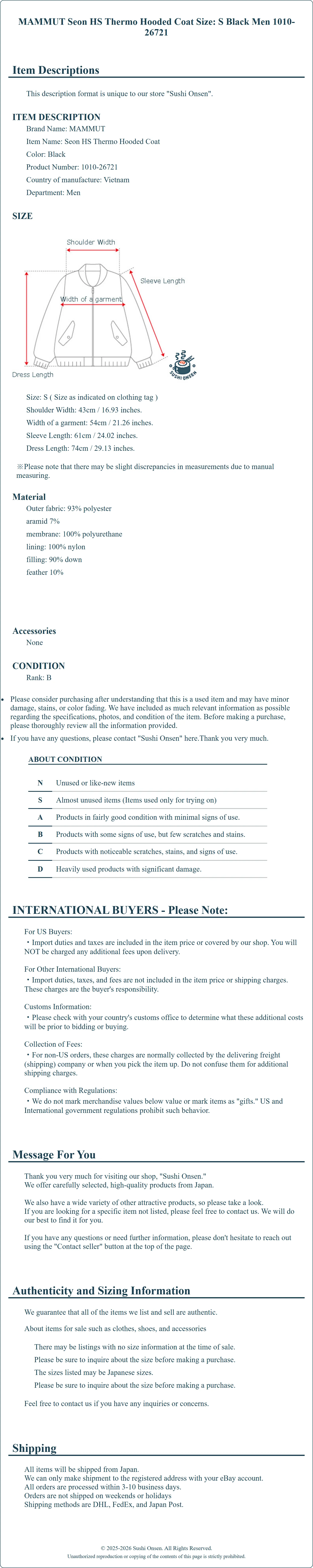 Product Details for Sushi Onsen