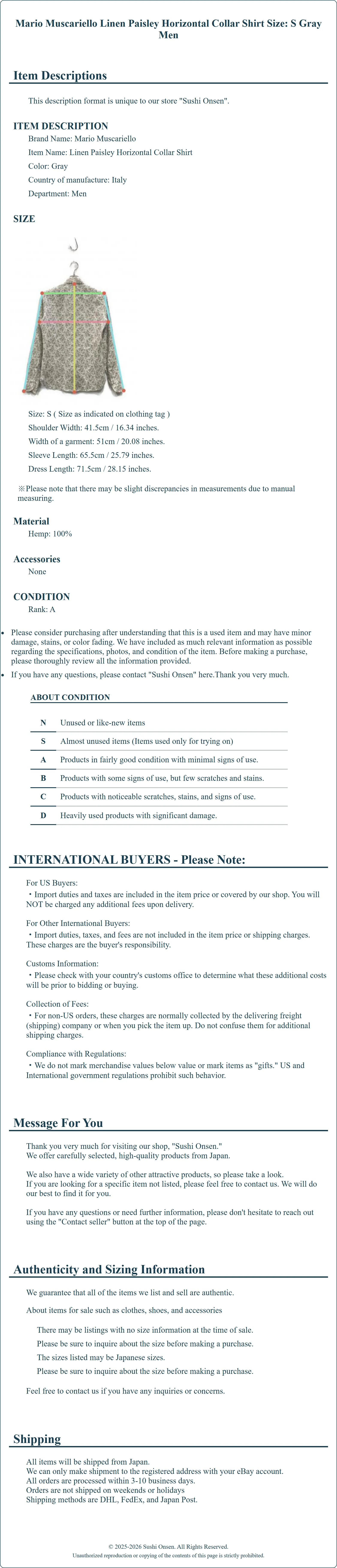 Product Details for Sushi Onsen